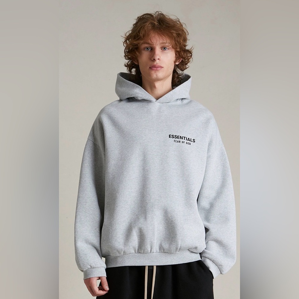 NWT - Fear of God ESSENTIALS Light Heather Grey Fleece Hoodie - 2XL